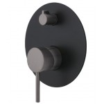 Kaya Wall Diverter Mixer, Gun Metal, Large Round Matte Black Plate